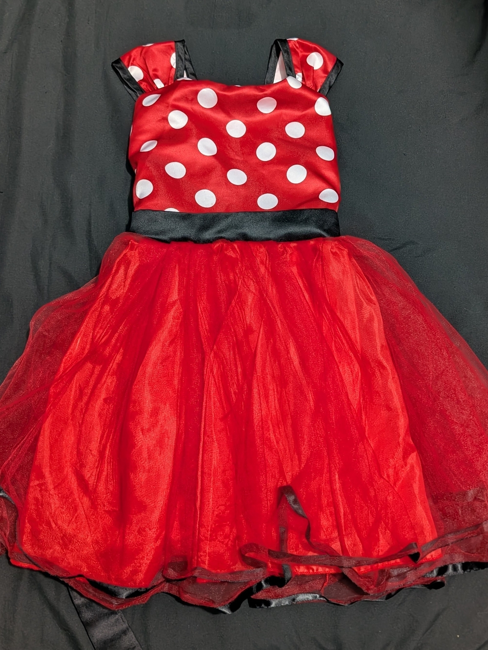 SHEIN Girls Minnie Mouse Costume Dress Red White Polka Dot Tulle Size 120 / 5-6T